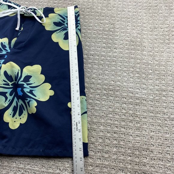 Corona Beer Swim Trunks Men Large L 34 Navy Blue Floral Bathing Suit Shorts Surf - Picture 11 of 13